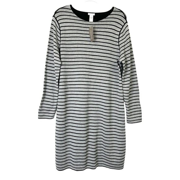 J. Jill Dresses & Skirts - NEW J Jill Sweater Dress Womens Size Large Black Gray Reversible Long Sleeve